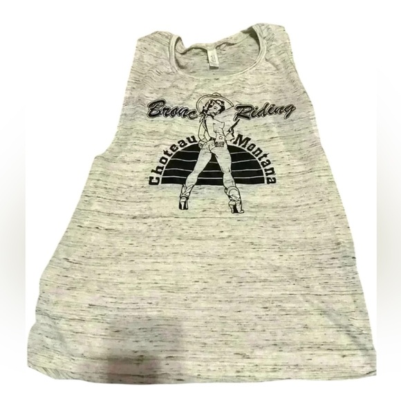 Bronc riding tank grey Bella  Canvas size small - Picture 1 of 5